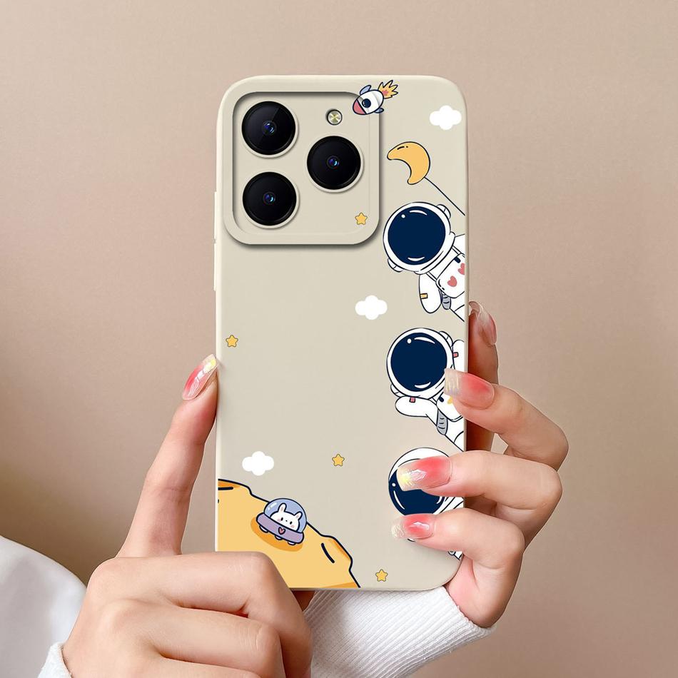 Süßigkeiten-Hülle Für Realme C61 C63 Lustige Astronauten-Flüssigsilikon-Handyhüllen Für Oppo Realme C 63 C 61 Kameraschutz-Rückseite
