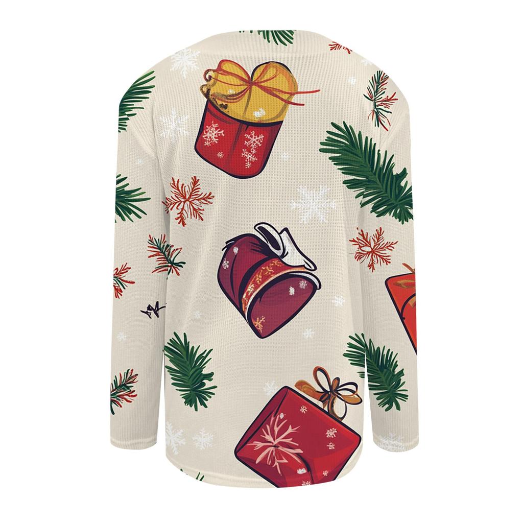 Damen Mode Print Langarm Strickjacke mit Knopfleiste