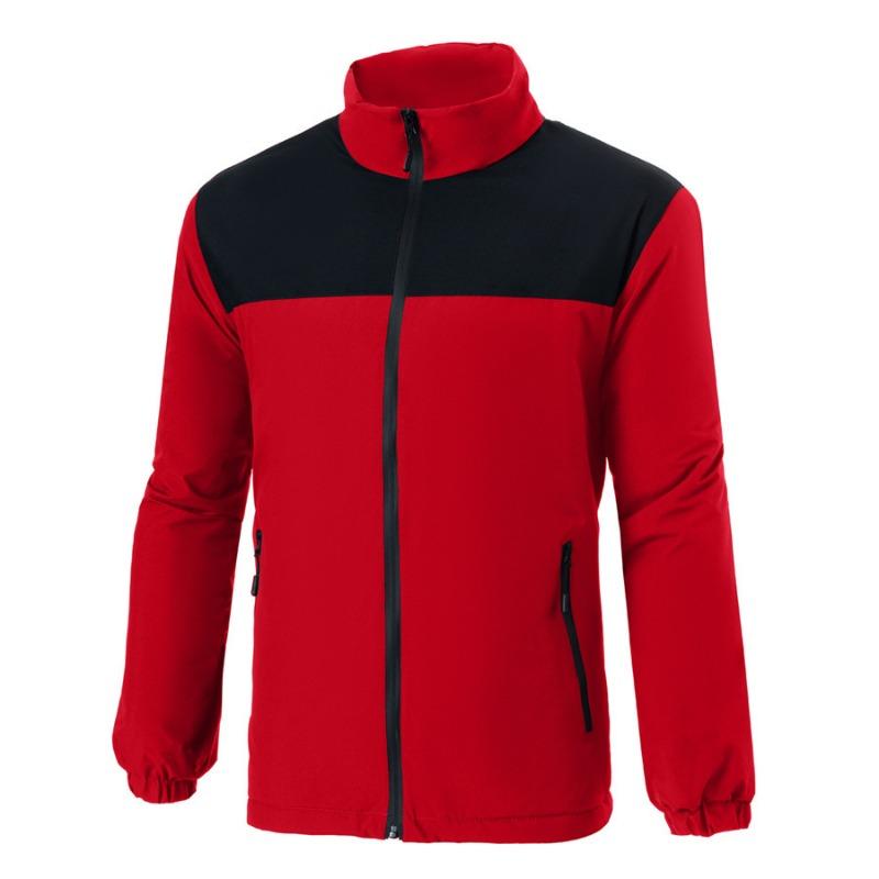 Men S Thick Fleece Lined Stand Collar Color Block Casual Jacket
