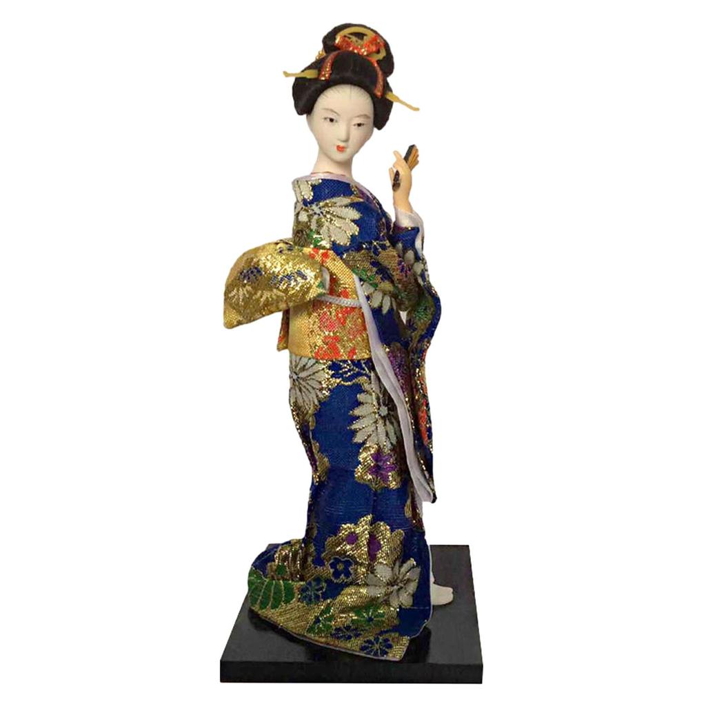Asian Statue 9 inch Ornament Collectible Figurine Japanese Kimono Geisha Doll for Entrance Bookshelf Bedroom Table Cabinet