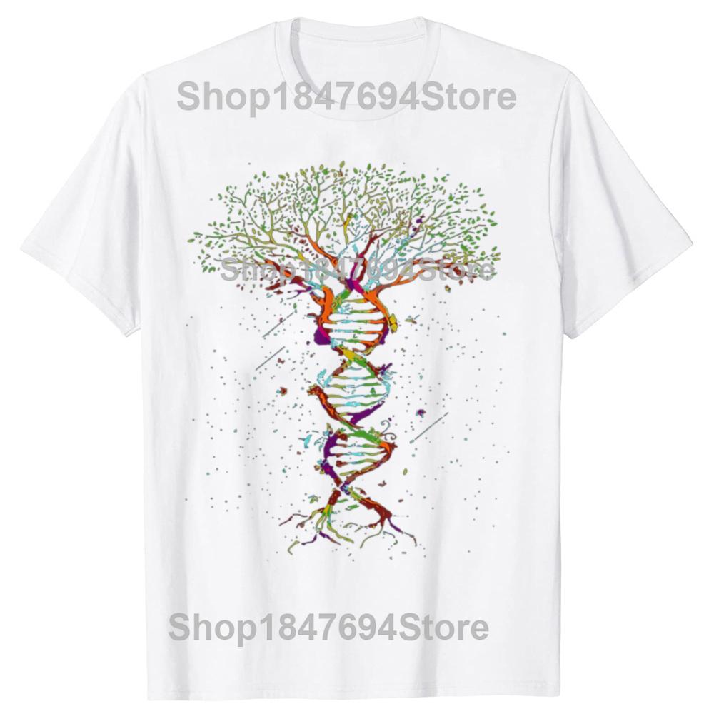 Zabawna grafika DNA Drzewa Życia Geek 100% bawełna T-shirty Męska Damska Moda Casualowy T-shirt Luźny Oversize Streetwear T-shirt