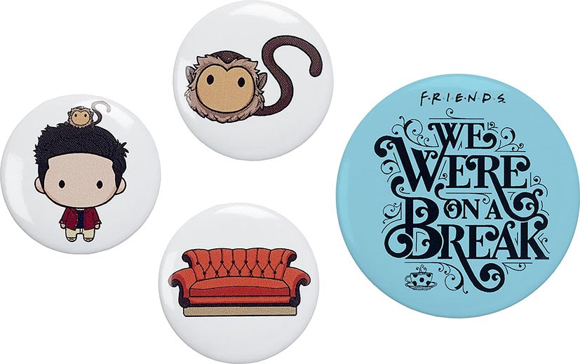 FRIENDS TV Show Set of 4 Ross Button Badges Multi