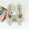 Fashion High Heels Ladies Summer Sandals Beige Patent Leather Office Work Stiletto Footwear Luxury Dramatic Bow Party Prom Women Shoes