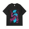 275 GSM Washed T-shirts 100% Cotton Chainsaw Man V12 Reze Print Unisex Heavy Cotton T Shirt