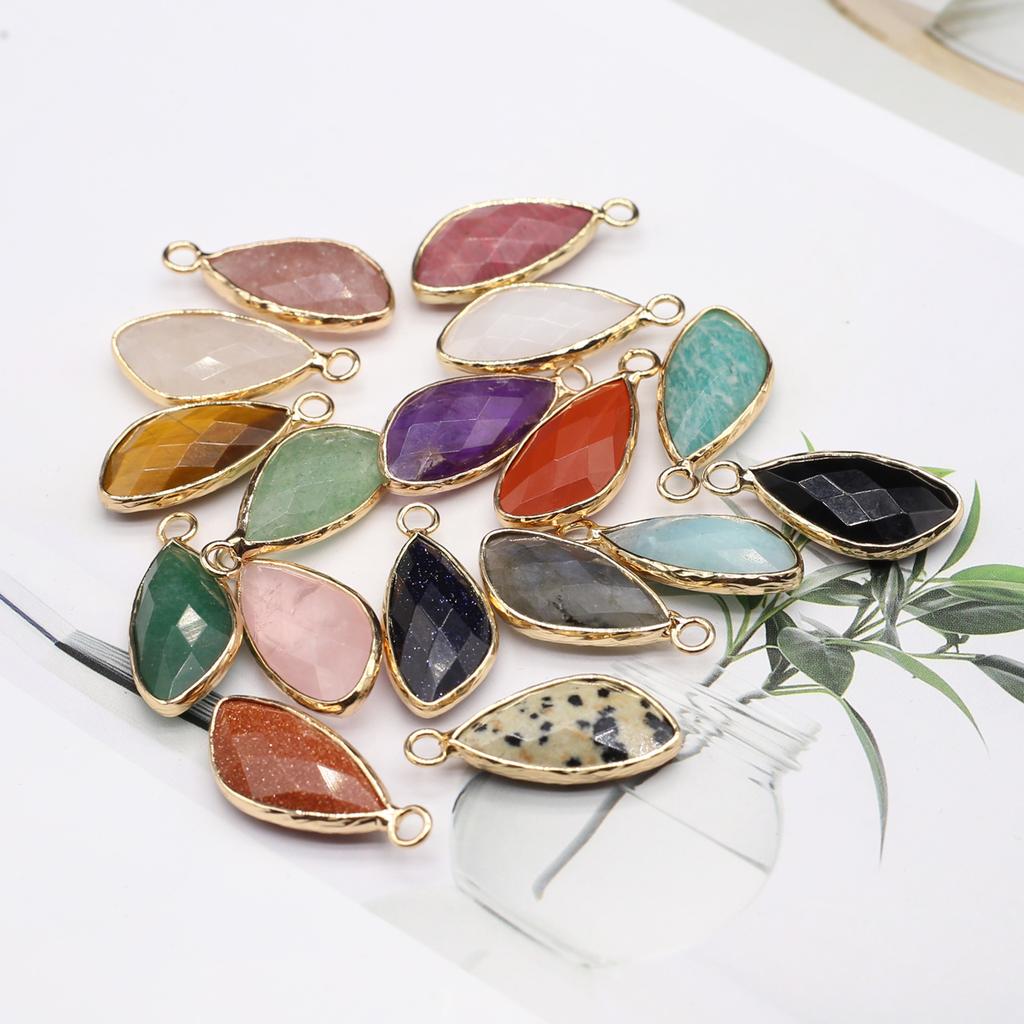 2Pcs, Aura Healing Crystal Pendant, Bohemian Style Natural Stone Agate Amethyst Gemstone Handcrafted Irregular Charms Jewelry Making DIY Crafts