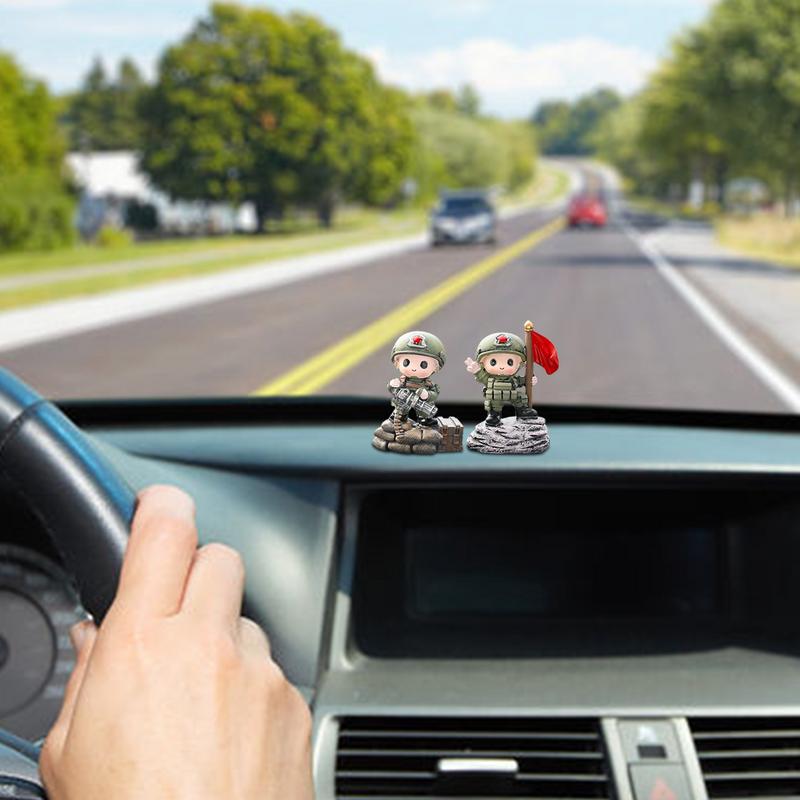 Soldier Sculpture 2Pcs Resin Home Decor Figurines Soldier Art Sculpture Collectible Figurine For Car Bedroom Living Room Table