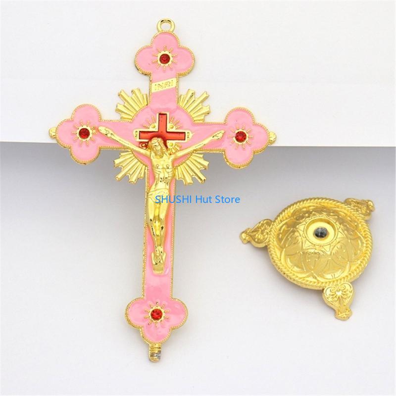 Metal Desktop Crucifix Christian Catholic Ornament Home Church Pray Ornaments Souvenir Desktop Display Ornaments D57B