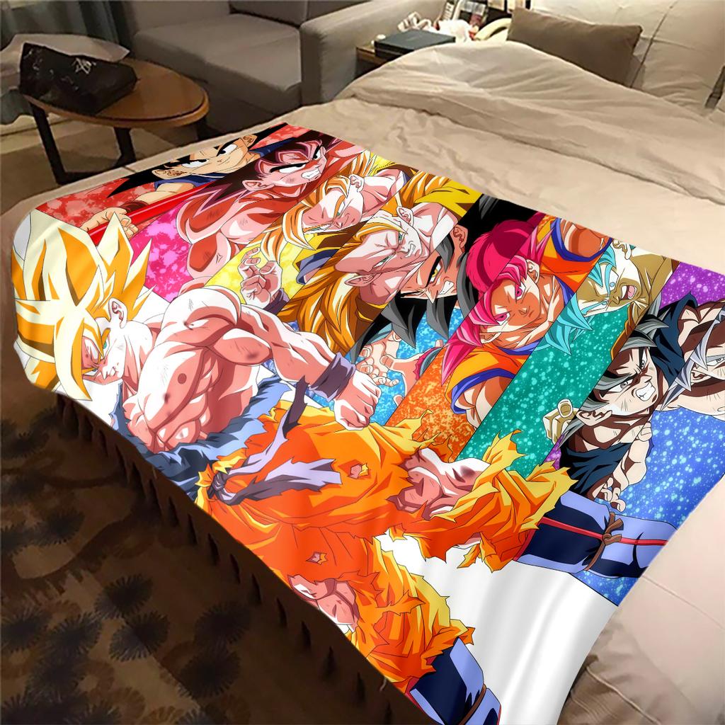 1PC Son Goku  Print Flannel Blanket, High quality All Seasons, Home Decor, Warmth and Comfort, Perfect for Christmas Gifts