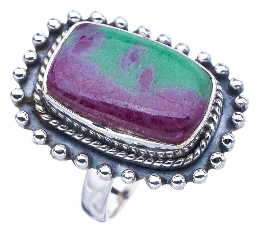 

StarGems® Natural Ruby Zoisite Handmade 925 Sterling Silver Ring 7 F1363