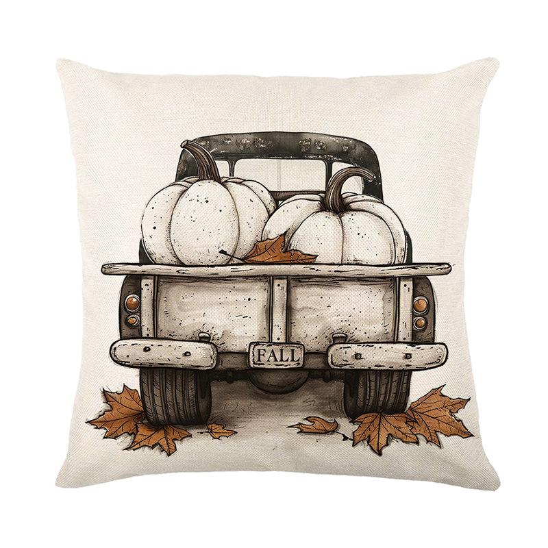Pumpkin Pillow Cover Autumn Harvest Series Letter Linen Printed Cushion Cover Sofa Pillow