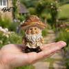 Durable Resin Garden Accent Mushroom Cap Gnome Statue, Figurine, Retro Creative Fairy Tale Figurine Cute Sculpture for Patio Yard Indoor Table