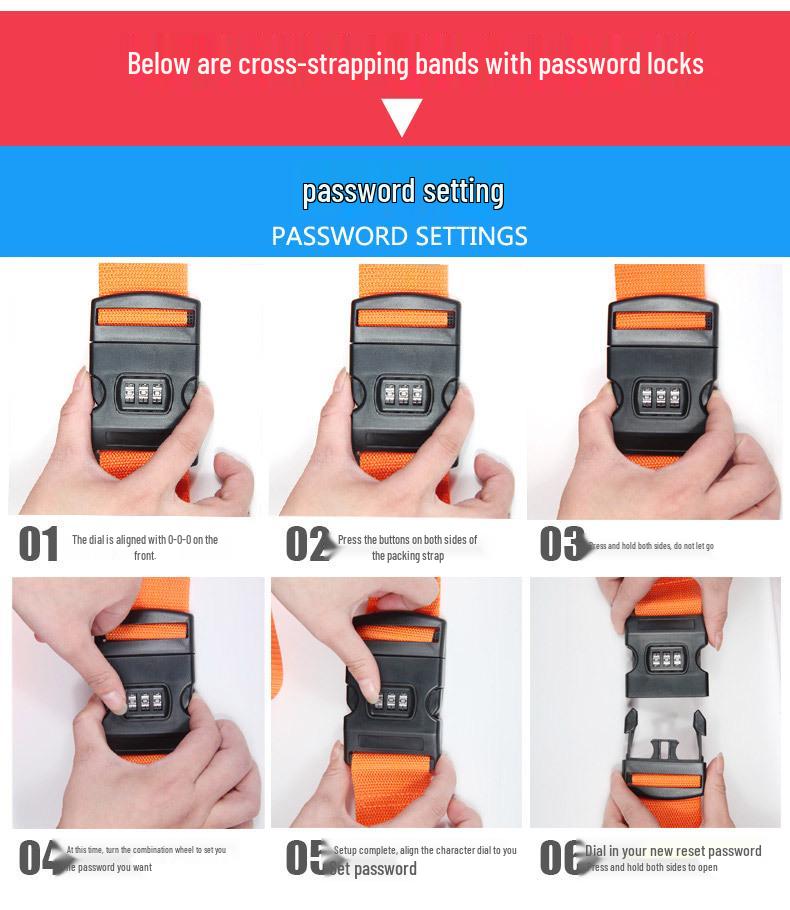 Explosion-Proof Customs Lock Luggage Straps: Reinforced Cross-Packing Straps for Tightening Checked Baggage.