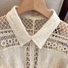 Dimanaf 2025 Nouveau Été Chemise à Boutons Femmes Blouse en Dentelle Broderie Manches Courtes Hauts T-shirts Mode Décontracté Ample