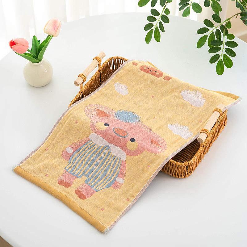Cartoon Children's Pure Cotton Gauze Towel 25x50cm - Absorbent & Quick-Drying for Face Washing