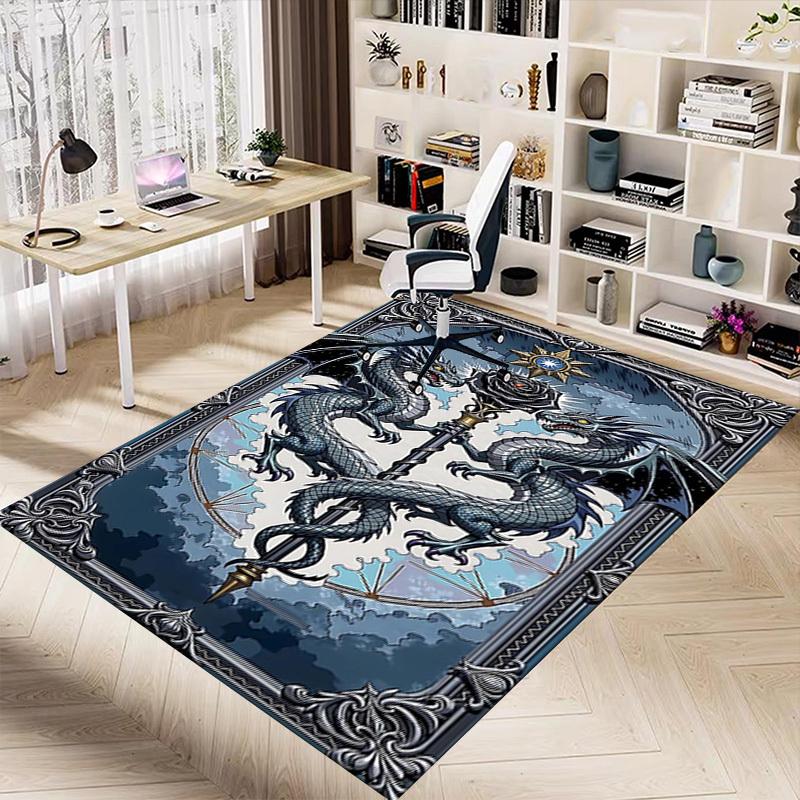 1PC Dragon Rose Anti-slip carpet, suitable for Office, bedroomand playrooms. It can also be used as a sofa footrest cover-R55