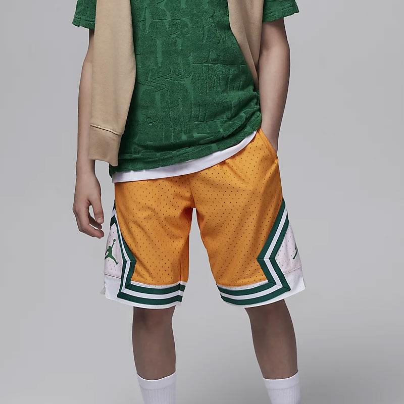 Nike Color Block Elastic Waist Comfortable Mesh Breathable Kids Shorts Kids Shorts Orange DR8097-897