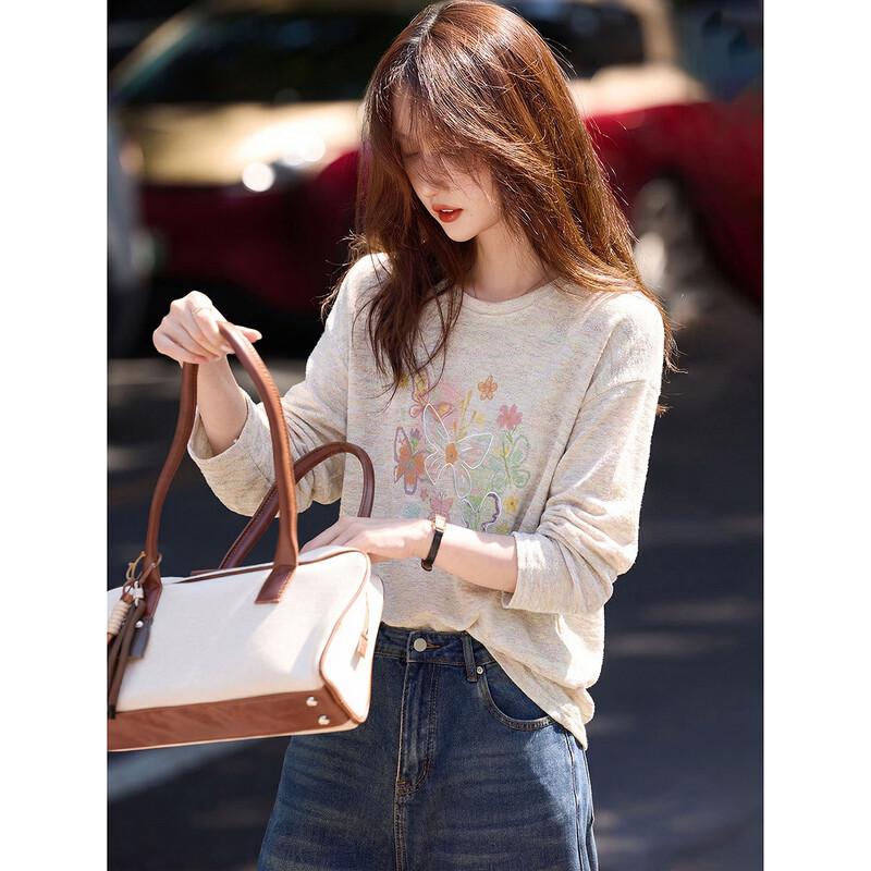 Women s Floral Print Long Sleeve Top L