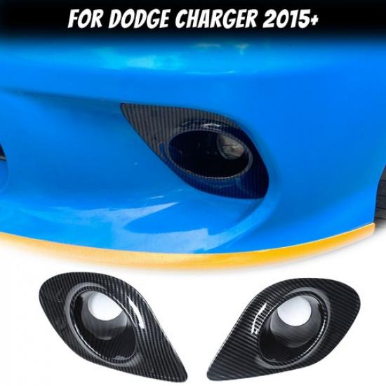

Carbon Fiber Front Fog Light Lamp Trim Ring Cover Decor for Dodge Charger 15+