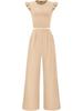 Women's 2026 Summer Solid Color Two-Piece Set with Ruffle Wide-Leg Pants