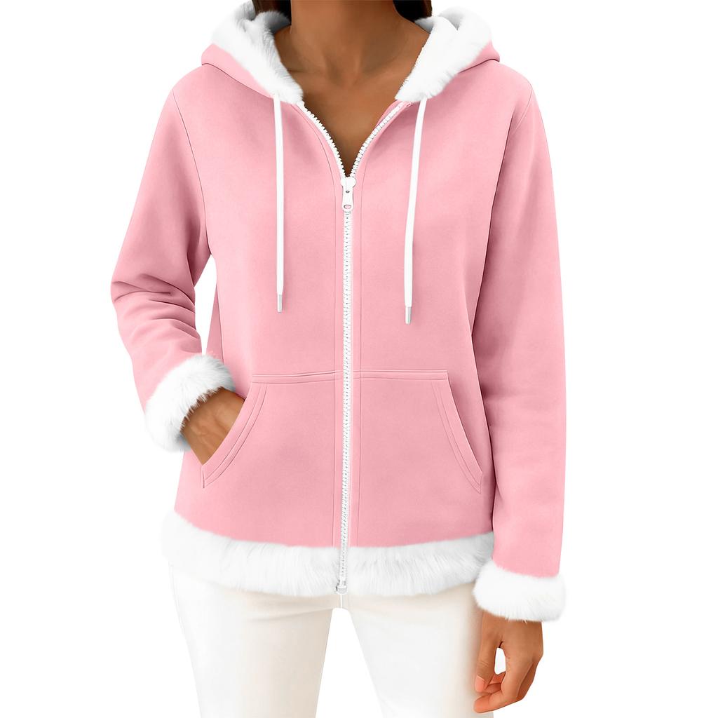 Moteriškas kasdienis madingas ilgomis rankovėmis užsegamas vilnos kardiganas su gobtuvu