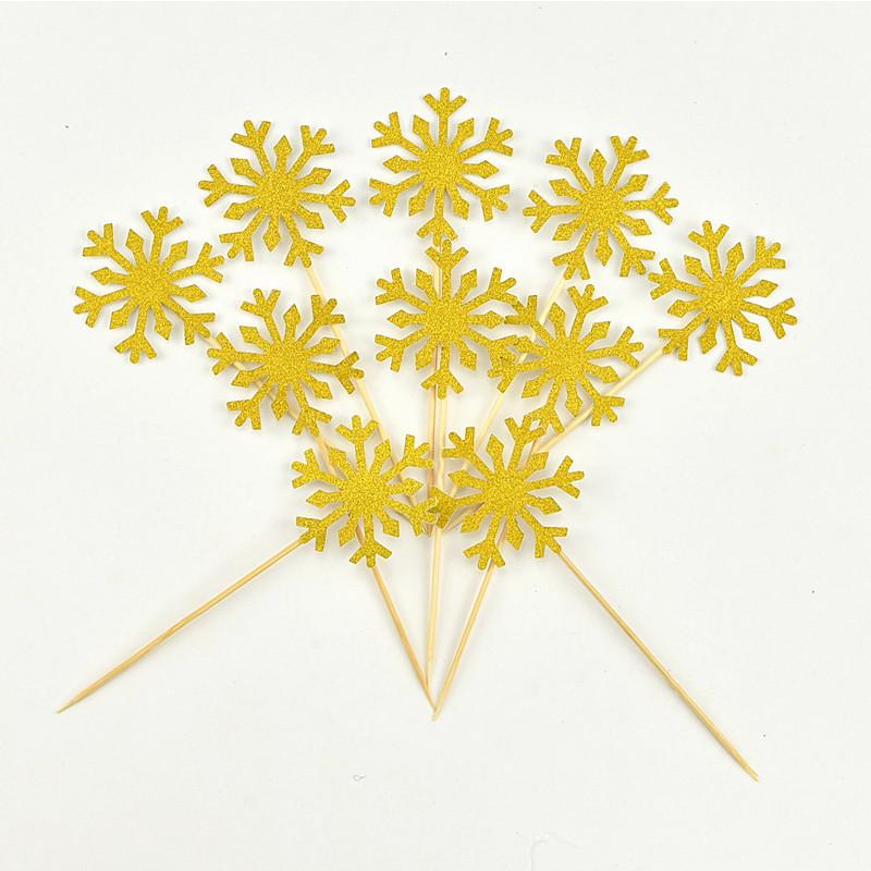 

Wholesale 10 Pcs Snowflake Cupcake Toppers Baby Girl Frozen Birthday Party Decoration Kids Christmas Cake Supplies Accessories золотой