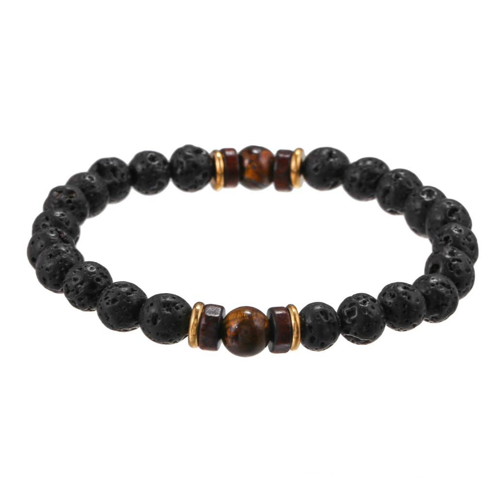 Volcanic and Black Iron Stone Couple Bracelets - Shining Gemstone Style.