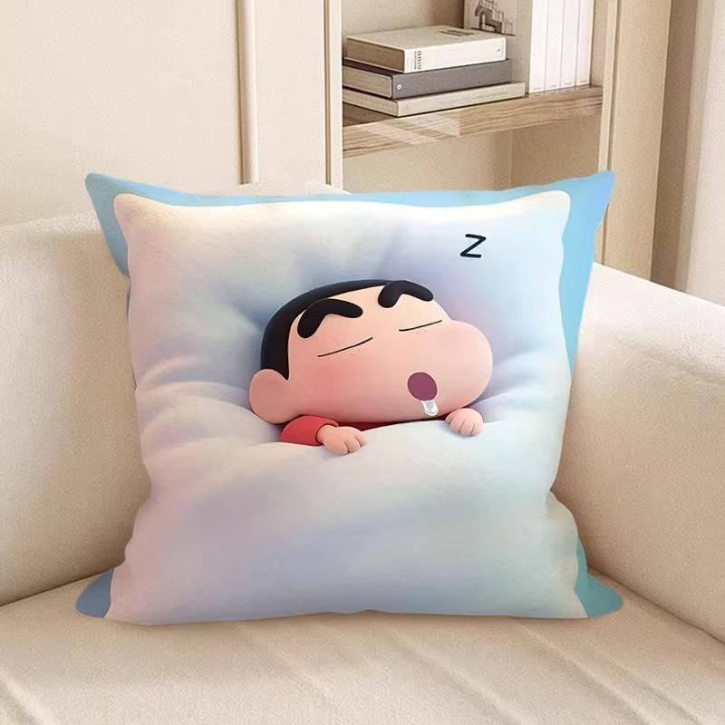 Cute Crayon Shin-chan Sleeping Pillow Covers Decorative Home Double-sided Print Square Pillow Bedroom Room Decoration Pillowcase