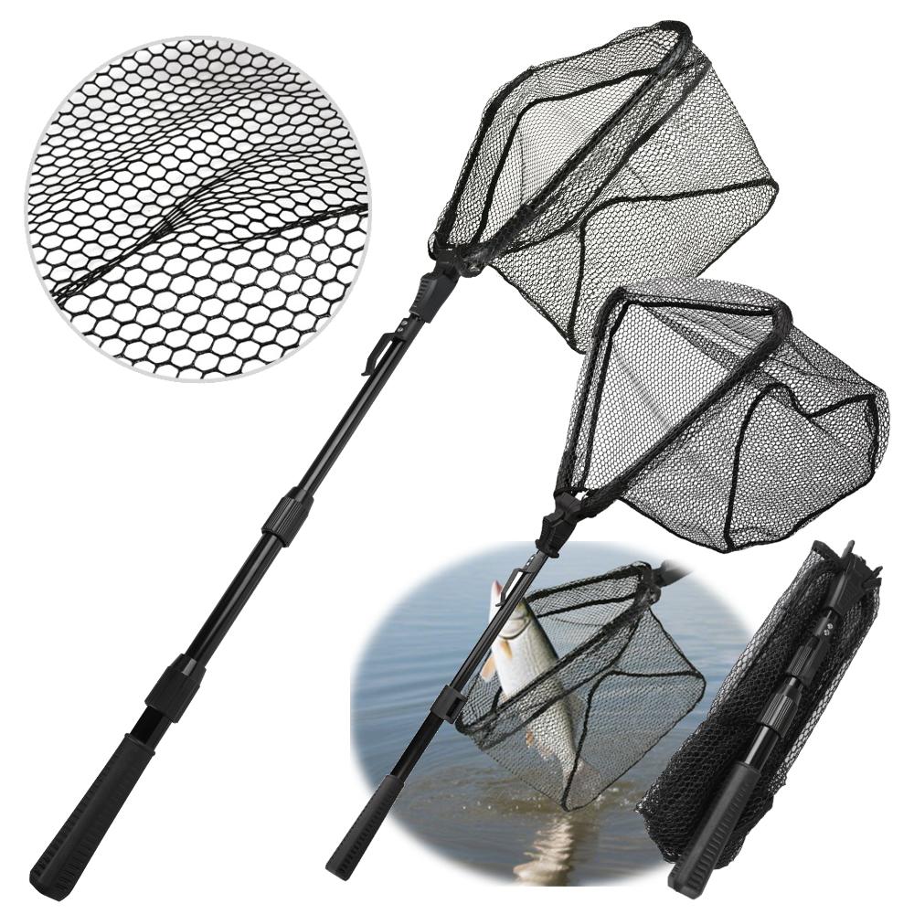 43-92CM Fishing Net with Telescopic Rod Handle Fishing Landing Net for Kayak Salmon Catfish Trout Easy to Catch and Release