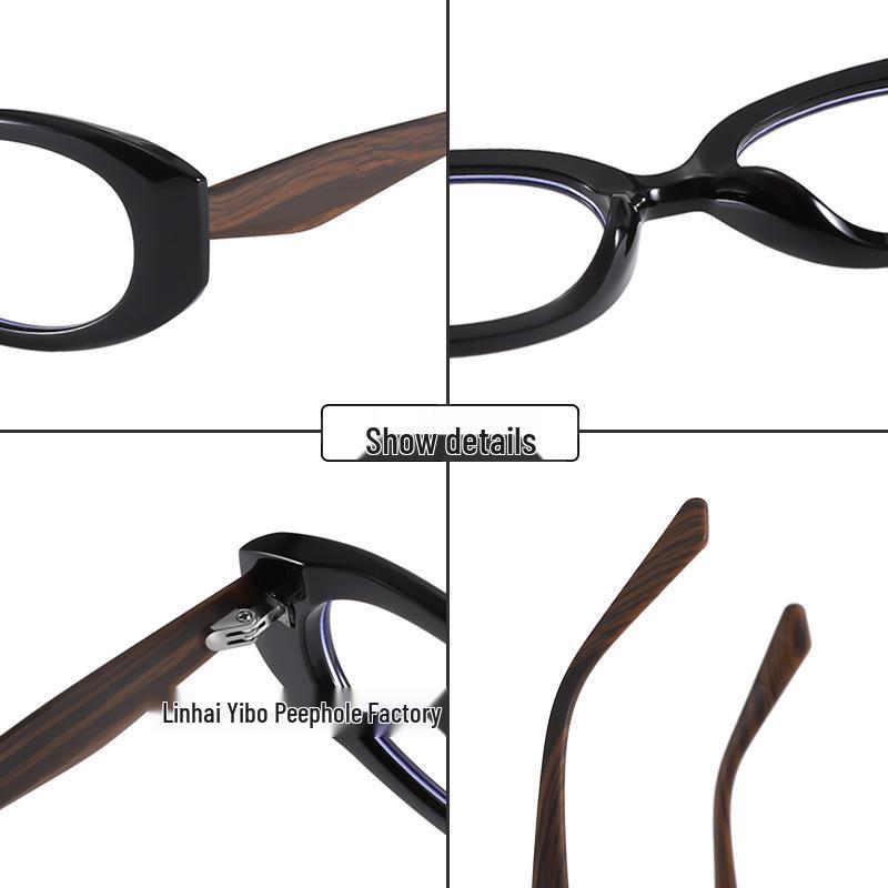 Retro Cat Eye Glasses with Wood Grain, Anti-Blue Light, Prescription Ready, for Women, Fits Square and Round Faces