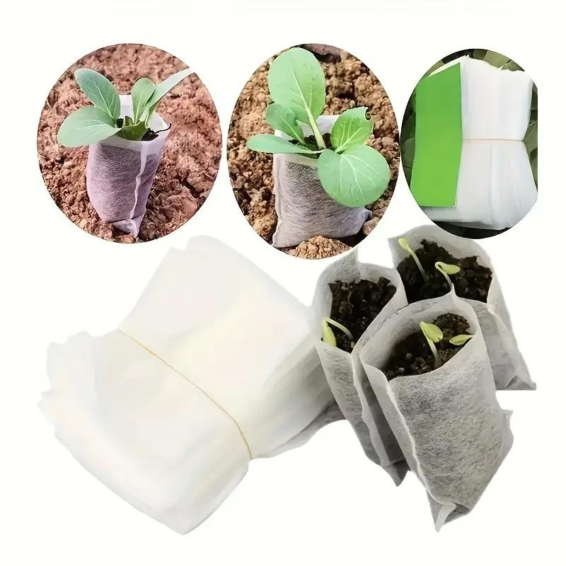 100pcs Non-Woven Seedling Bags, 12x10cm Plant Nursery Pouches. For Seed Starting & Transplanting In Home Garden & Agriculture.