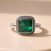 Green Emerald Twisted Rope Statement Ring, 925 Sterling Silver Jewelry, Handmade Minimalist Boho Ring