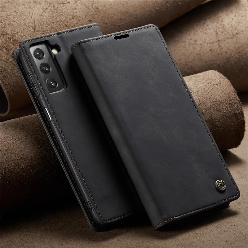 CaseMe Magnetische Flip Leder Handyhülle Für Samsung Galaxy S25 FE S25 Edge S24 Plus S23 S22 S21 Ultra S20 S10 Brieftasche Kartenhalter Tasche Cover Coque