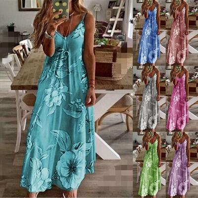 Women's Summer Casual Fashion Solid Color Dresses V-Neck Short Sleeve Dresses