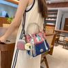 High Value Niche Retro Cute Contrasting Color Splicing Bucket Bag Women'S Lightweight Drawstring Messenger Bag