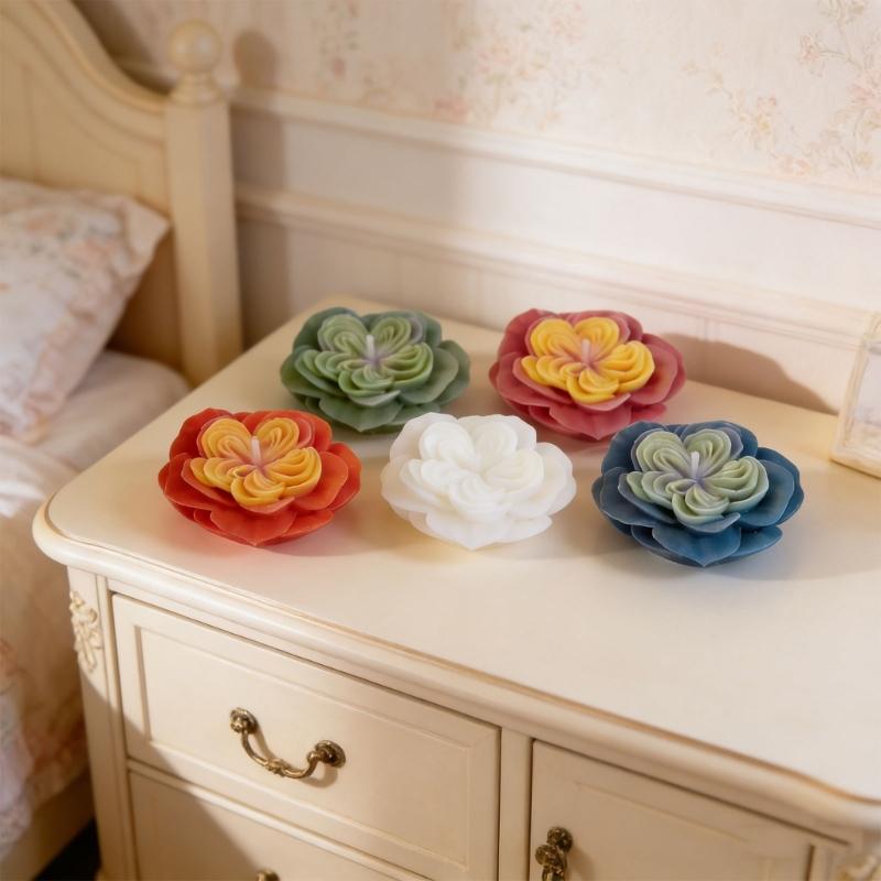 Multipurpose Flower Shape Silicone Mould Austin Rose Silicone Candle Molds for Epoxy Resin Candle Soap Home Decoration