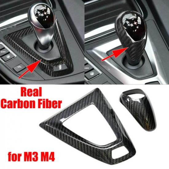 For Bmw M3 F80 M4 F82 Real Carbon Fiber Interior Gear Box Shift Knob Cove Trim