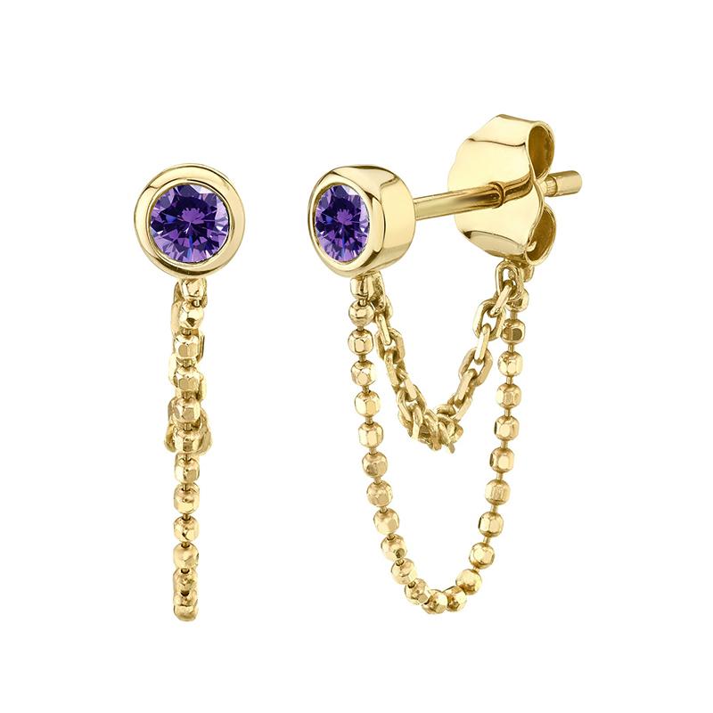 Damen 925 Silber Ohrstecker Lila Zirkon Ohrringe Creolen Lila Kristall Anhänger Ohrring Mode Hochzeits Schmuck