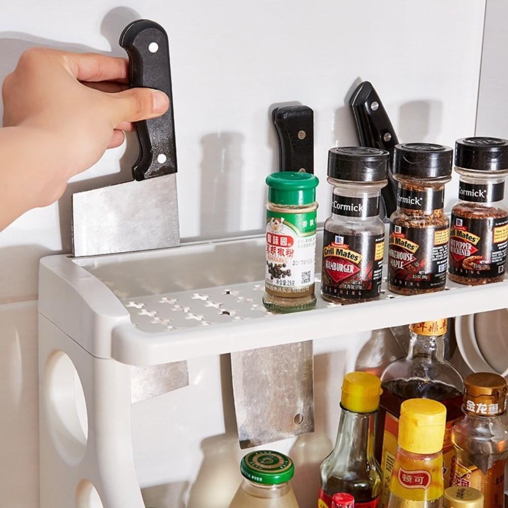 New Double Layer Kitchen Storage Rack Space Saving Multi-function Condiment Holder Large Capacity Spice Rack Kitchen Use