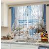 2Pc Coastal Floral Sheer Curtains Polyester Rod Pocket Design for Living Room Bedroom Game Room All Season Beach Theme Decor
