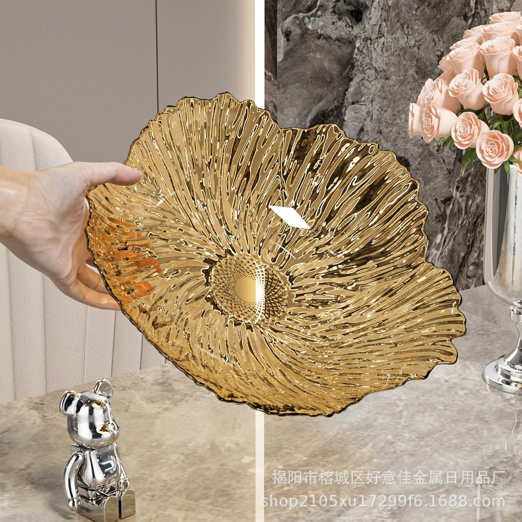 Transparent Acrylic Petal Fruit Tray Multipurpose Candy Nuts Serving Dish Organizer for Living Room Tabletop Home Storage