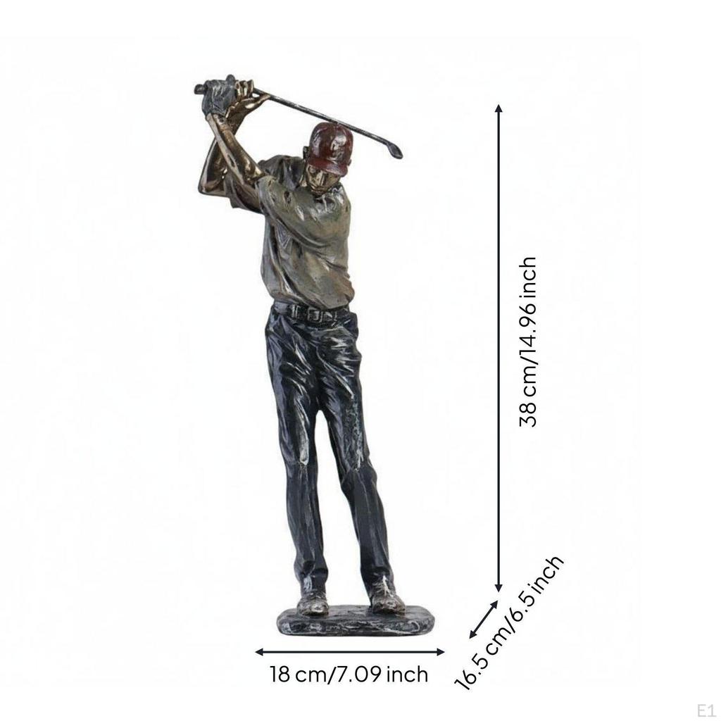 Golf Resin Figurine Tabletop Decoration Player 3D Golfer Statue for Office, Study