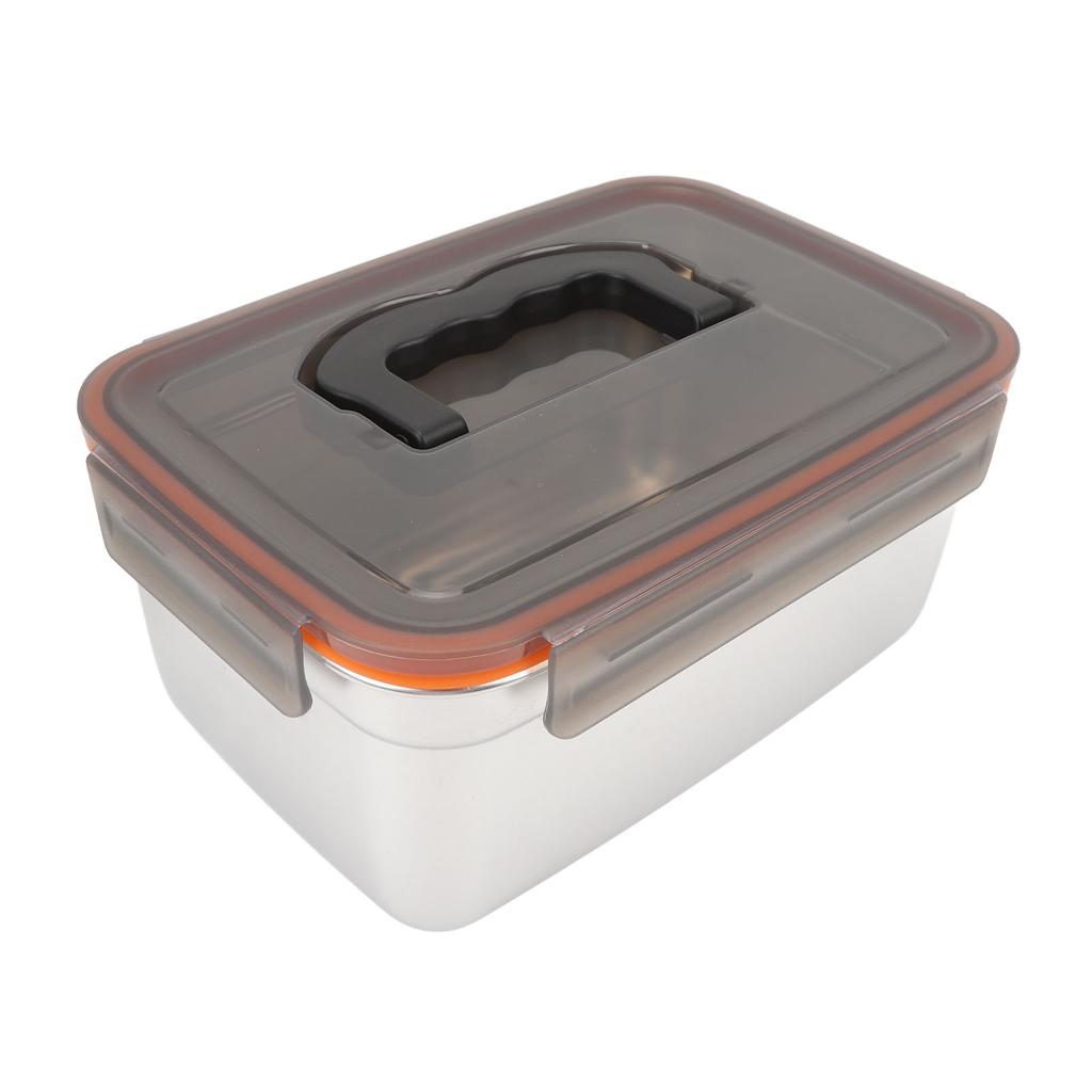 304 Stainless Steel Food Storage Container Metal Sealed Lunch Box with Handle for Home Refrigerator