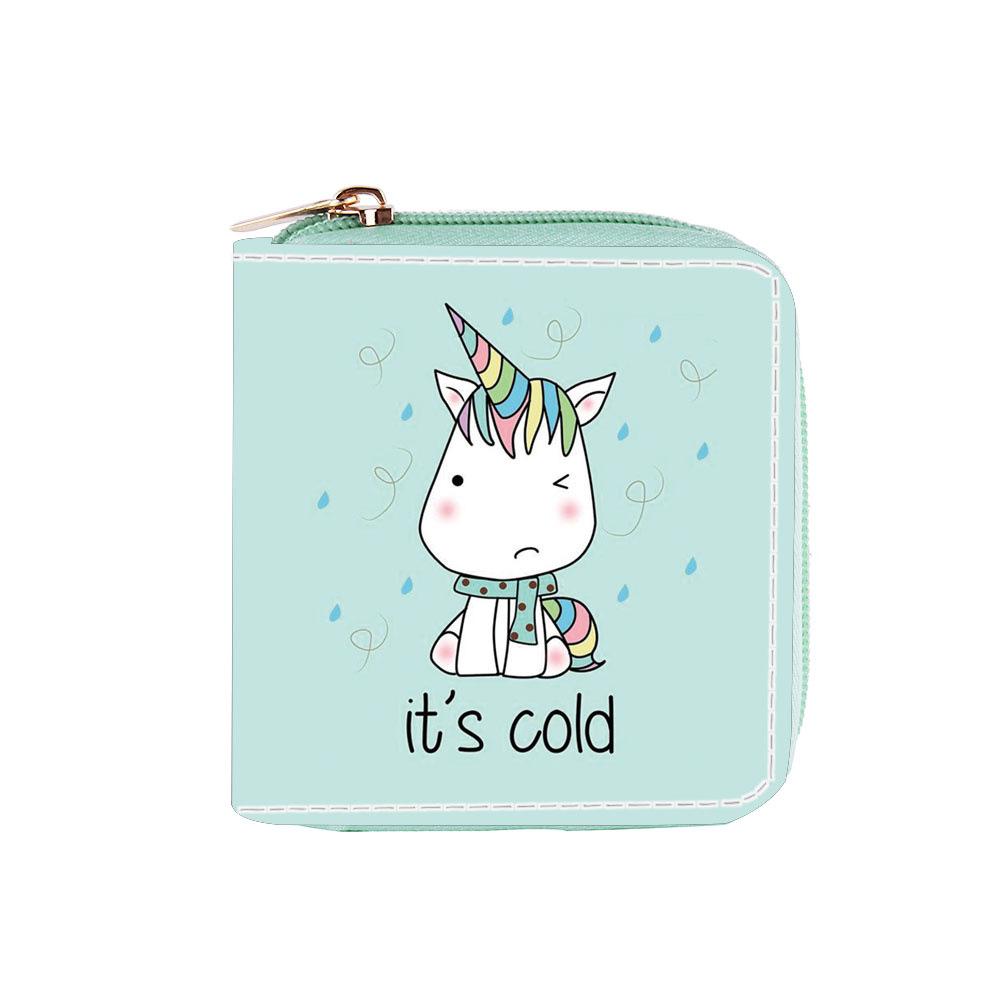 

New unicorn cat short zipper small wallet, wallet.