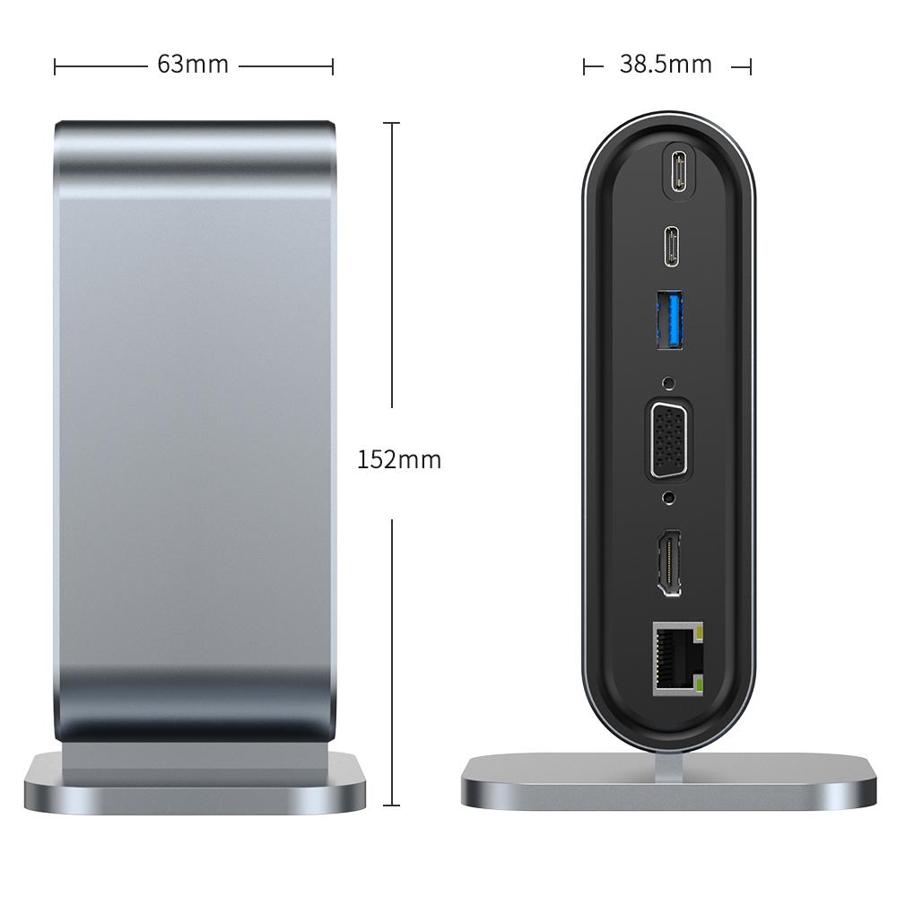 Premium 12-in-1 Usb C Hub Multifunction Type C Docking Station Vedio VGA RJ45(100Mbps) USB3.0*4 SD USB-C Hub Adapter Laptop