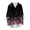 Women's Loose Ruffled Retro Floral Print Stand Collar Long Sleeve Cotton And Linen Top