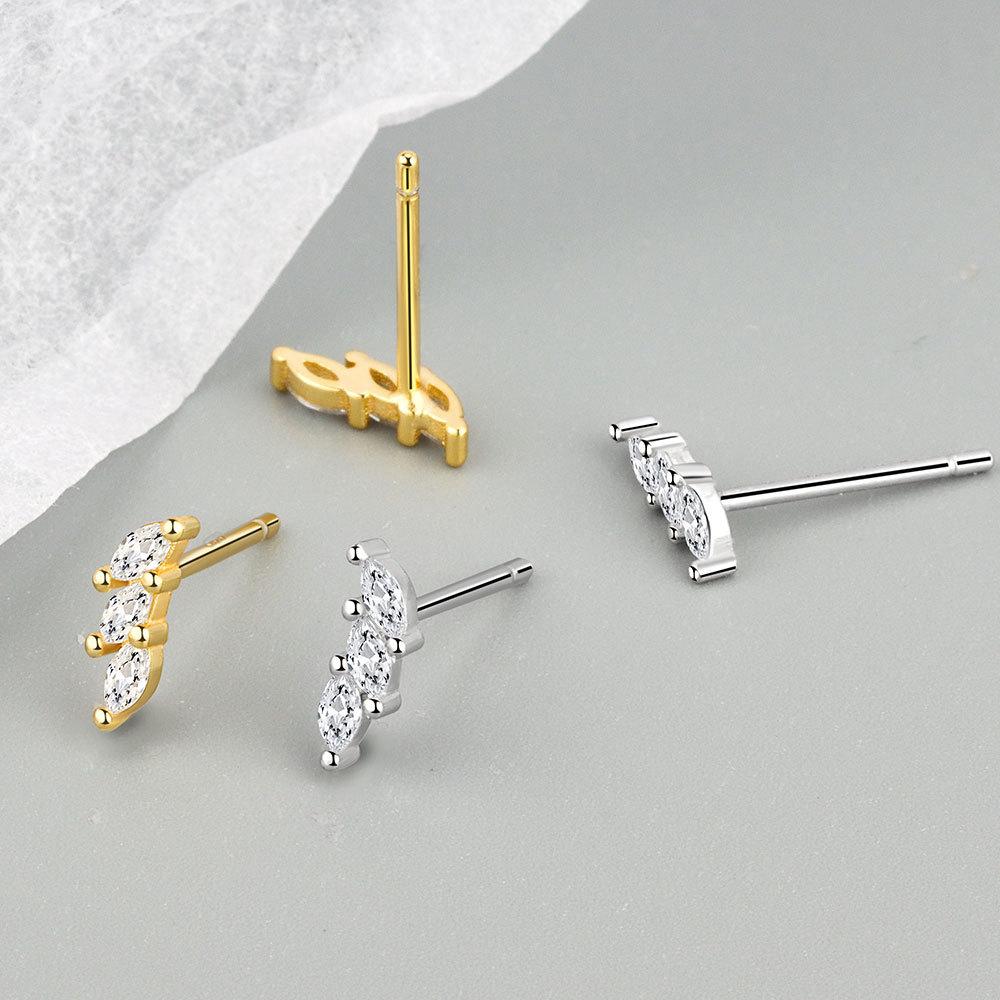 3PCS Stainless Steel Gold Color Circle Hoop Earrings Set for Women Simple Zircon Flower Stud Earring Cartilage Piercing Jewelry