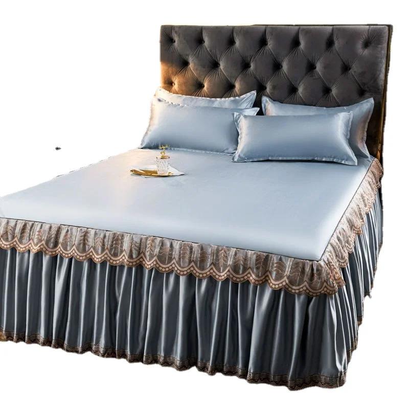 3Pcs/Lot Bed Dress Lace Set Full King Queen Double Beds Cotton Bed Sheet with Pillow Cases Suitable for Bedding Cover