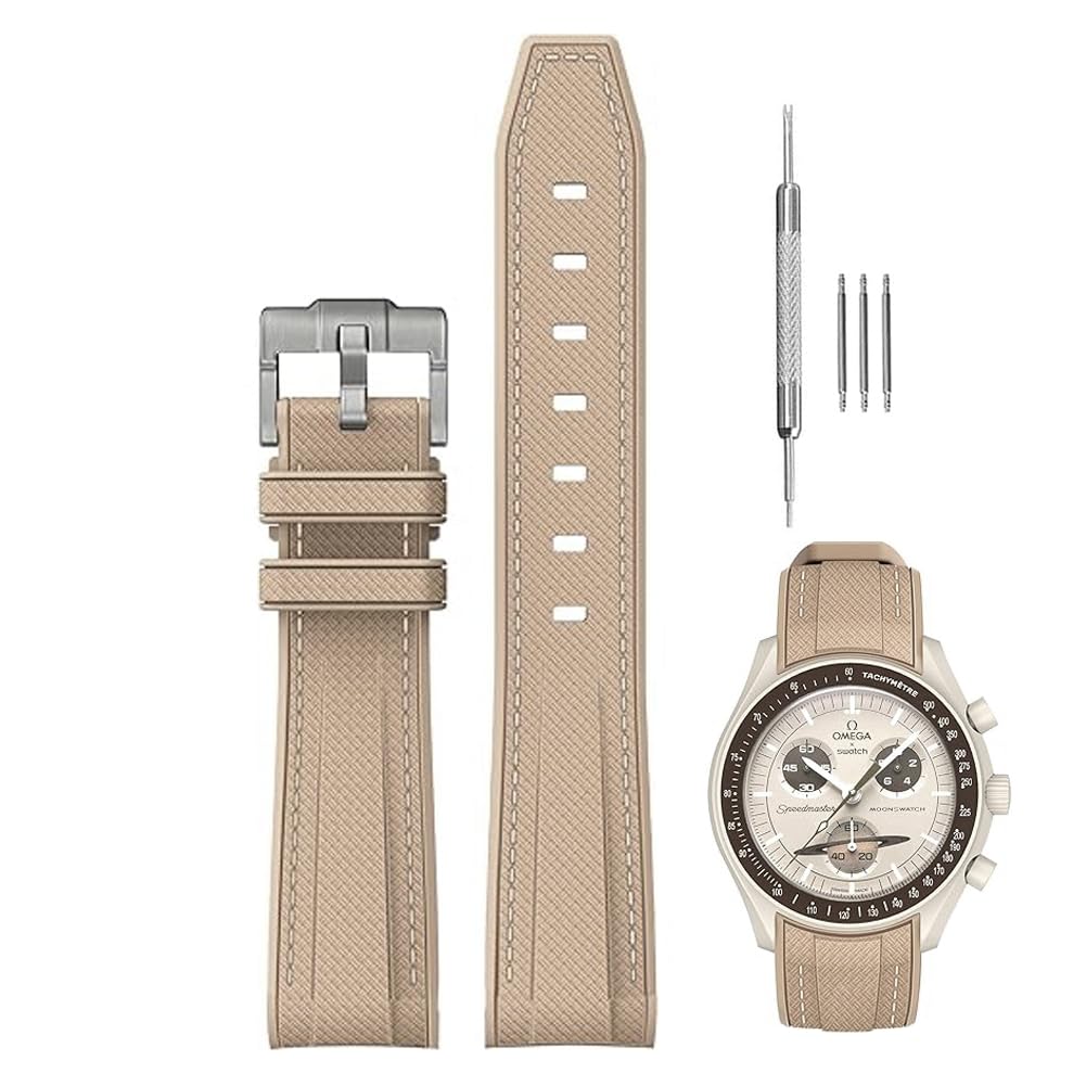 Sibehill 20mm Replacement Silicone Watch Band for Omega and X, Swatch, MoonSwatch, Speedmaster.