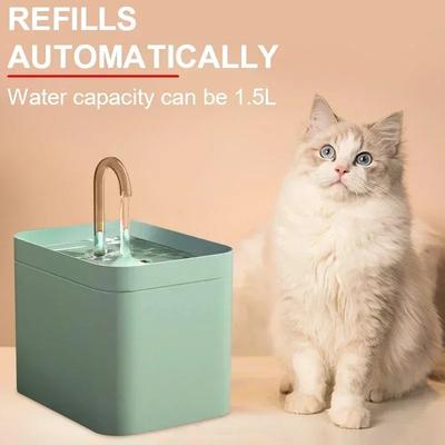 1.5L Ultra-Quiet USB Pet Fountain with Built-in Filter for Cats & Dogs, Auto-Fill Water Dispenser, Noise-Free Hydration Bowl