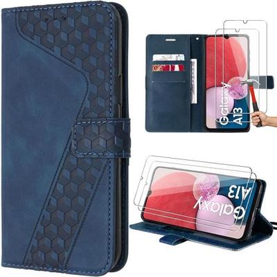 Protective Case - BOOLING - for Samsung Galaxy A04s/A13 5G - Embossed PU Leather - Navy Blue - Multi-Position Stand